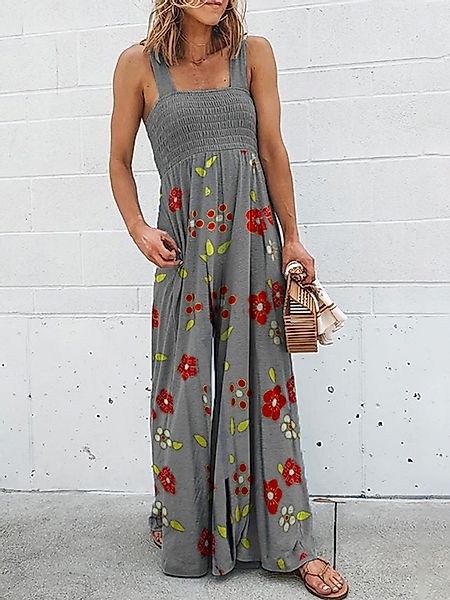 Blumen Druckbänder Plus Größe Jumpsuit für Damen günstig online kaufen