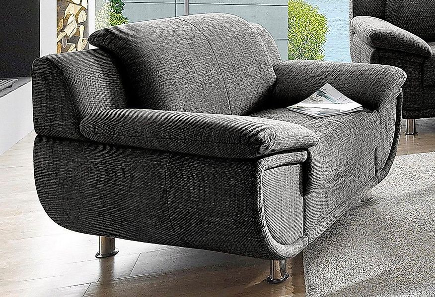 TRENDMANUFAKTUR Sessel Rondo, Breite 121 cm, breite Armlehnen, Füße chromfa günstig online kaufen