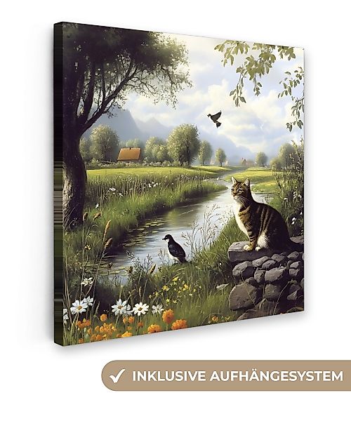 OneMillionCanvasses® Leinwandbild Katze - Bach - günstig online kaufen