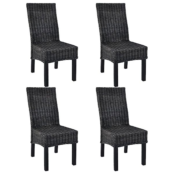 vidaXL Esszimmerstühle 4 Stk Schwarz Kubu Rattan und Mangoholz 275469 günstig online kaufen