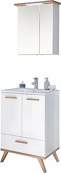 Saphir Badmöbel-Set »Quickset 2-teilig, Mineralmarmor-Waschtisch und LED-Sp günstig online kaufen