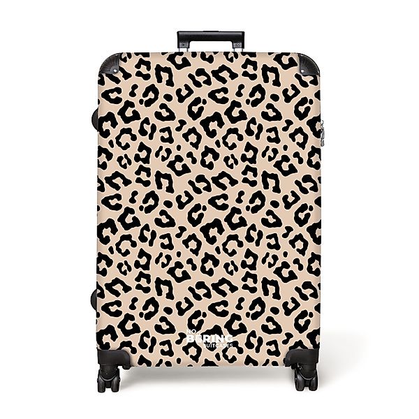 NoBoringSuitcases.com© Hartschalen-Trolley Beige mit schwarzem Pantherdruck günstig online kaufen