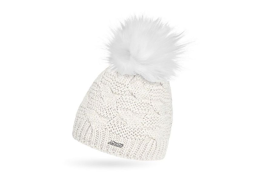 Neverless Bommelmütze Damen Strick-Mütze Winter Grobstrick Gefüttert Fleece günstig online kaufen