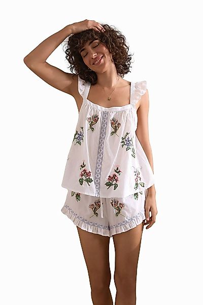 Next Pyjama Kurzer Schlafanzug mit Rüschen günstig online kaufen