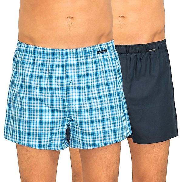 Schiesser 2-er Set Boxershorts Blau & Blau kariert günstig online kaufen