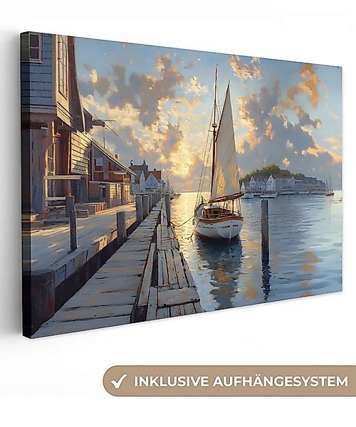 OneMillionCanvasses® Leinwandbild Segelboot - Sonne - Pier - Holz, Fotodruc günstig online kaufen