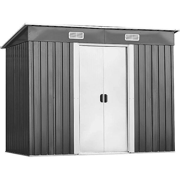 Costway Gerätehaus Metall Gartenhaus 238x131x181cm Grau günstig online kaufen
