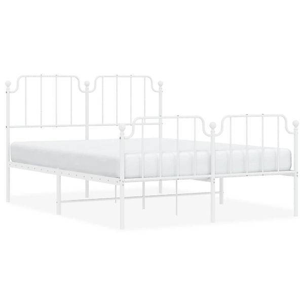 vidaXL Bettgestell mit Kopf- und Fußteil Metall Weiß 140x190 cm 373954 günstig online kaufen