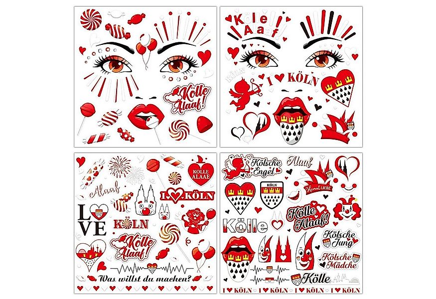 LuxusKollektion Hängedekoration Gesichtstattoo 4 Bogen Aufkleber Karneval K günstig online kaufen