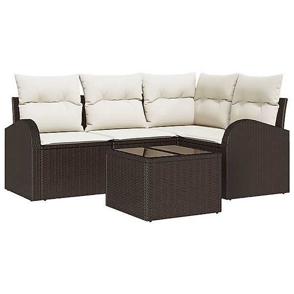 vidaXL Loungesofa 4-teiliges Garten Sofa Set mit Kissen Grau Poly Rattan, 5 günstig online kaufen
