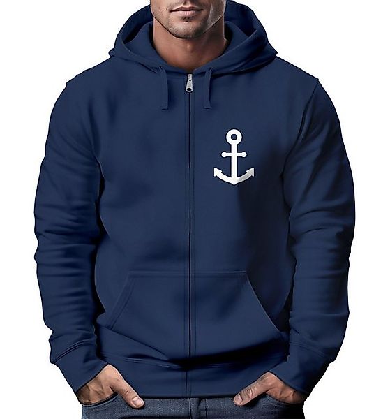 Neverless Sweatjacke Zip-Hoodie Herren Sweatjacke mit Kapuze Anker Logo Pri günstig online kaufen