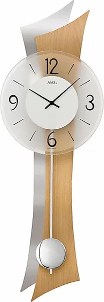 AMS Pendelwanduhr »W7425«, Quarzuhr, Holz-/Aluminiumgehäuse,Esszimmer,Wohnz günstig online kaufen