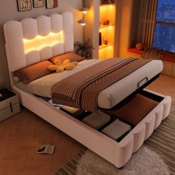 Ulife Polsterbett mit LED-Beleuchtung, Hydraulikvorrichtung und günstig online kaufen