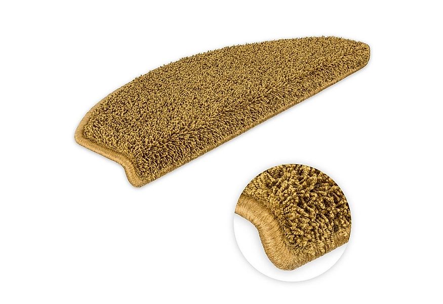 Metzker® Stufenmatte Shaggy Stufenmatten Emphoria Halbrund ocker 15 Stück, günstig online kaufen