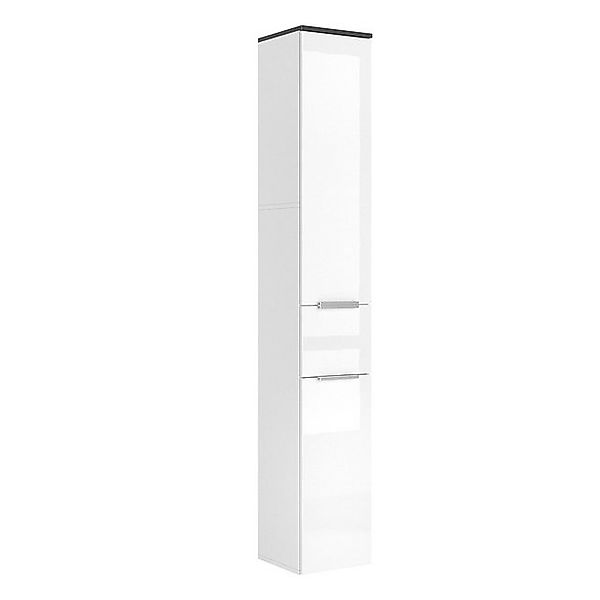 Vicco Badschrank Otis Weiß Hochglanz/Anthrazit 30 x 190 cm günstig online kaufen