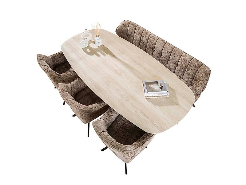 Vintagehaus Esstisch Retro Esstisch Romano 180 cm Travertin Keramik Spider- günstig online kaufen