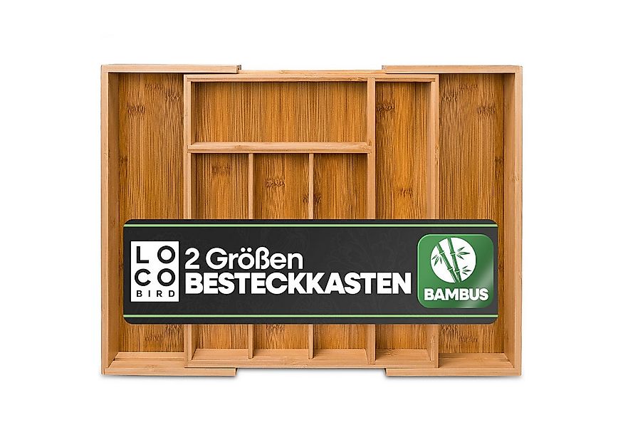 Loco Bird Besteckkasten für Schubladen aus Bambus (Schubladeneinsatz für Kü günstig online kaufen