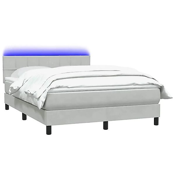 vidaXL Boxspringbett mit Matratze & LED Hellgrau 140x210 cm Samt 3316881 günstig online kaufen