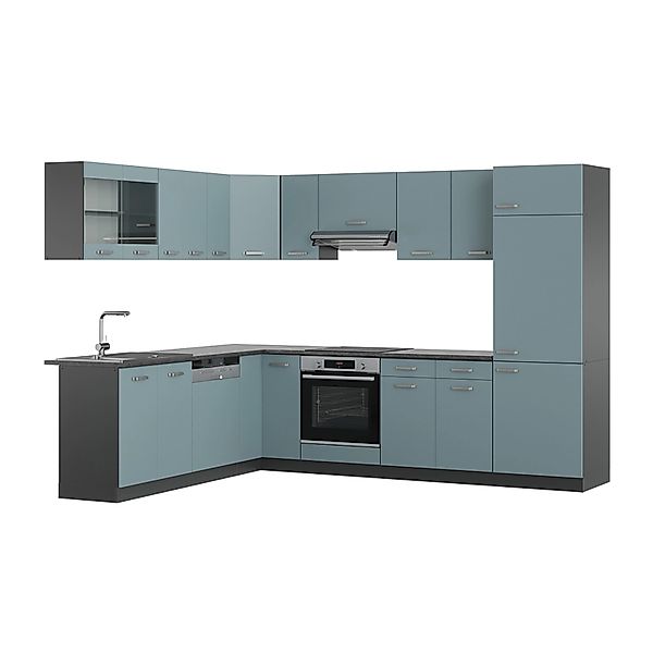 Vicco R-Line Eckküche Blau-Grau/Anthrazit 227 x 287 cm AP Anthrazit günstig online kaufen