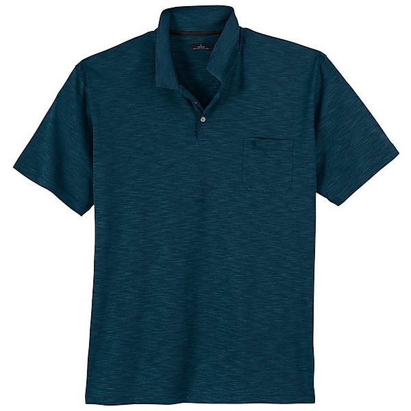 RAGMAN Poloshirt Große Größen Herren Poloshirt petrol geflammt Softknit Rag günstig online kaufen