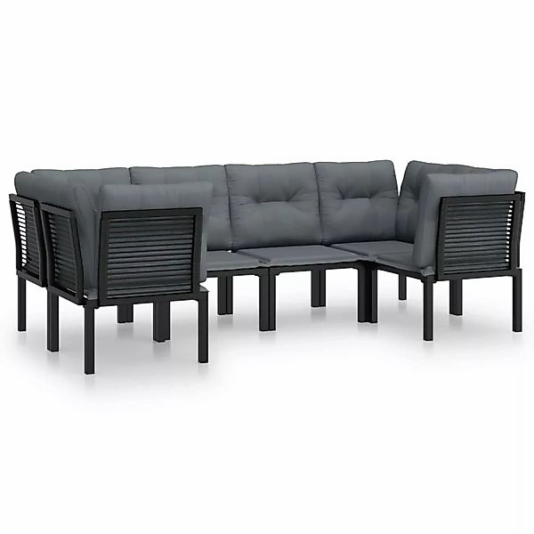 Vidaxl 6-tlg. Garten-lounge-set Schwarz Und Grau Poly Rattan günstig online kaufen