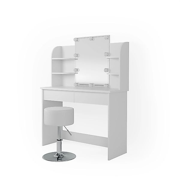 Vicco Schminktisch Charlotte Weiß 108 cm + LED und Hocker günstig online kaufen