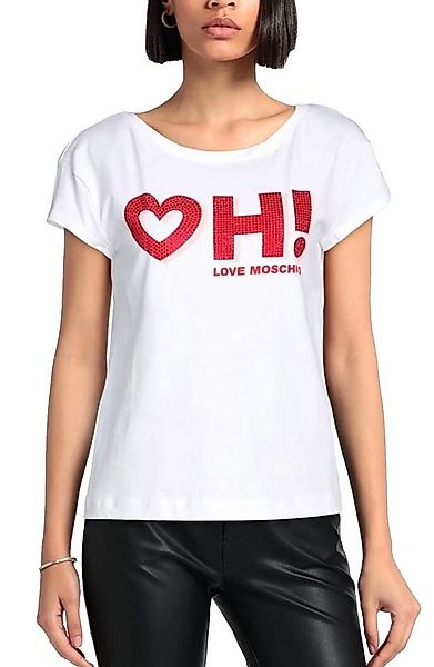 LOVE MOSCHINO T-Shirt Damen T-Shirt „Heart OH!“ mit Strassdetails Boxy Fit günstig online kaufen