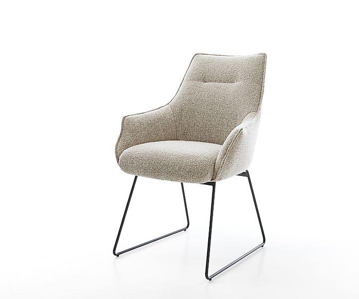 Esszimmerstuhl Alja-Flex mit Armlehnen Webstoff Soft Beige Kufengestell Sch günstig online kaufen