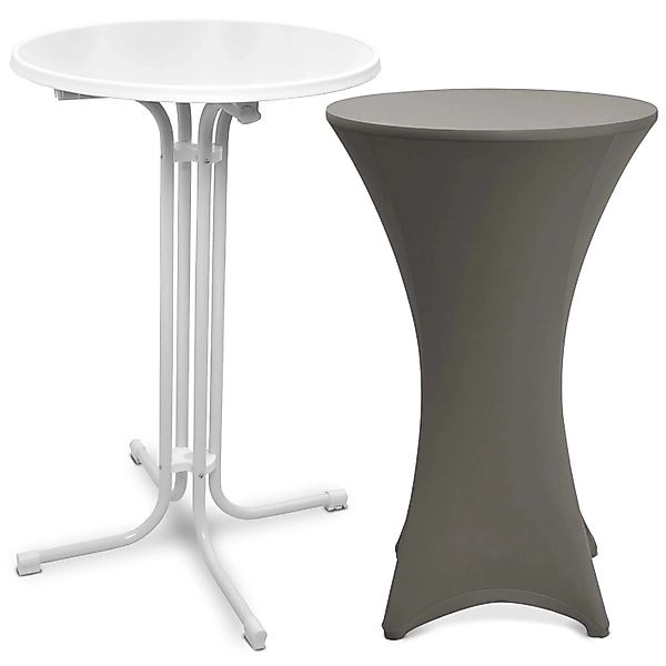 Beautissu Bellini Stehtisch Ø 70cm Weiß mit Stella Stehtischhusse Ø 70cm An günstig online kaufen