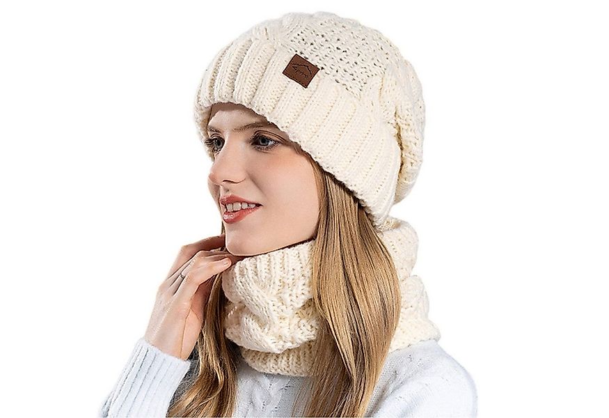 Refttenw Strickmütze Damen Warm Strickmütze&Schal Set,Kälteschutz,Plüsch günstig online kaufen