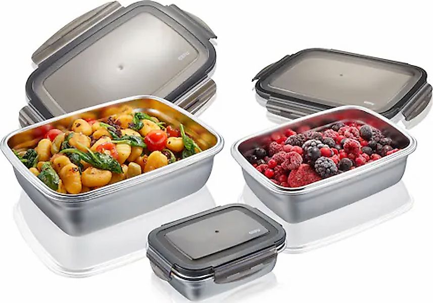 GEFU Frischhaltedose »PREPPO«, (Set, 3 tlg.), Füllvolumen 0,4l / 1l / 1,8l günstig online kaufen