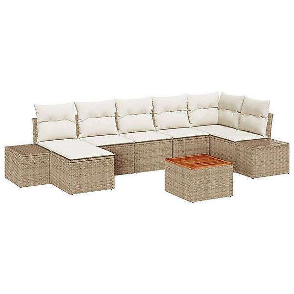 vidaXL Loungesofa Garten-Sofa-Set 8 Teile Beige und Creme Poly-Rattan Groß, günstig online kaufen