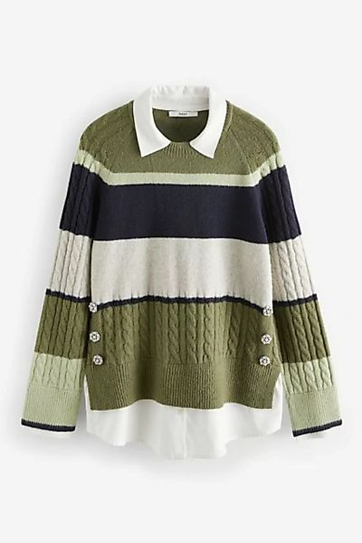 Next 2-in-1-Pullover Pullover mit Blusendetail und Schmuckstein (1-tlg) günstig online kaufen