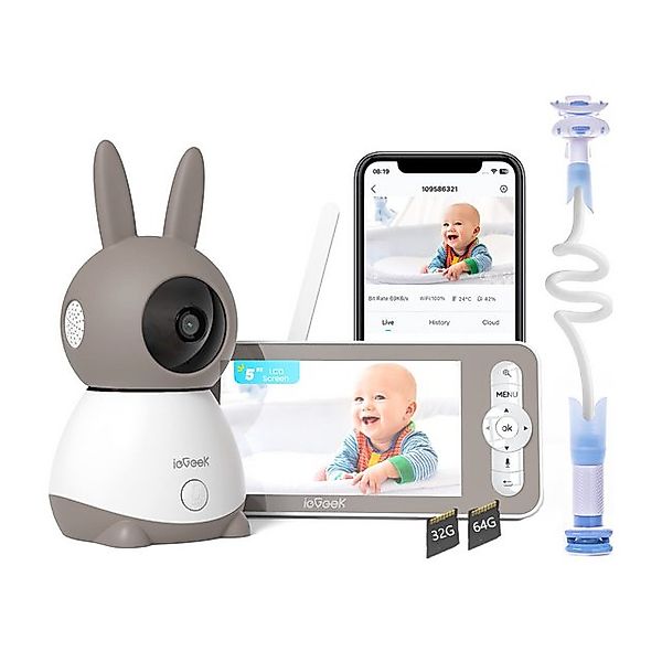 ieGeek Video-Babyphone Babyphone mit 2 Kameras 2K & 4X Zoom 5" HD WLAN Vide günstig online kaufen