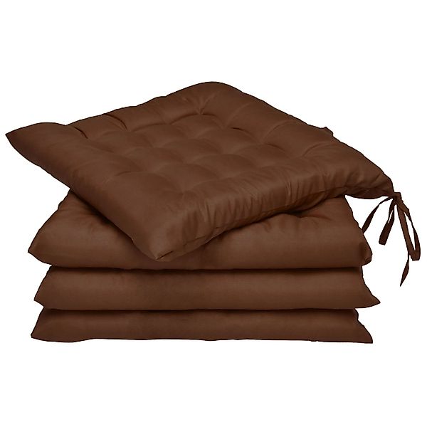 Beautissu 4er Set Stuhlkissen 40x40 mit Bändern Lea Braun günstig online kaufen