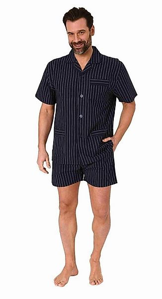 Normann Pyjama Herren kurzarm Schlafanzug Shorty Pyjama gewebt mit Knopflei günstig online kaufen