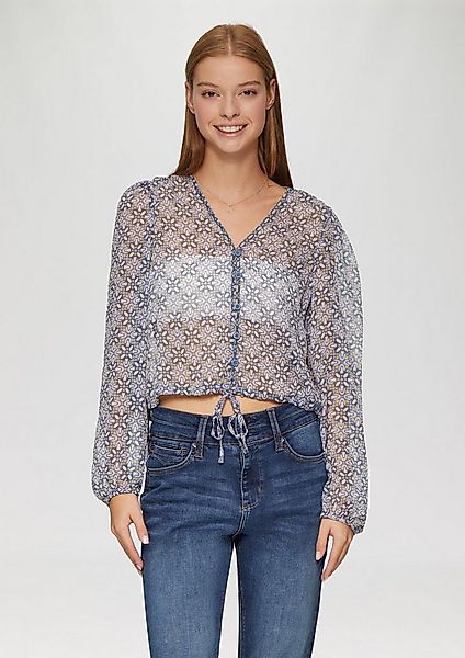 QS Langarmbluse Bluse Verkürzte Bluse aus semi-transparentem Chiffon günstig online kaufen