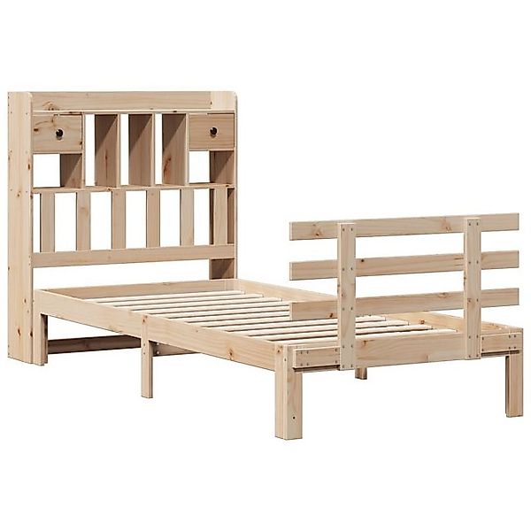 vidaXL Bett Massivholzbett mit Regal ohne Matratze 90x200 cm Kiefer günstig online kaufen