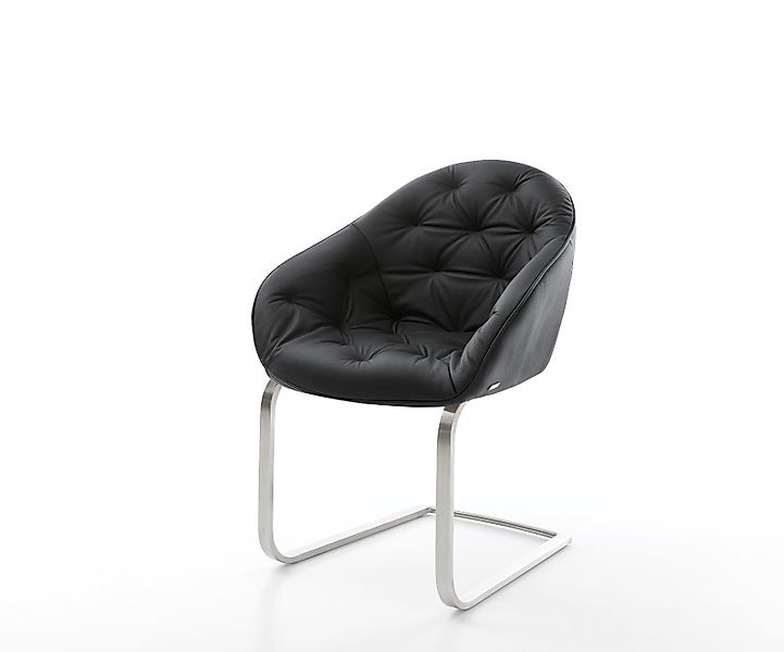 Freischwinger Gaio-Flex Echt-Leder Schwarz Freischwinger flach Edelstahl günstig online kaufen