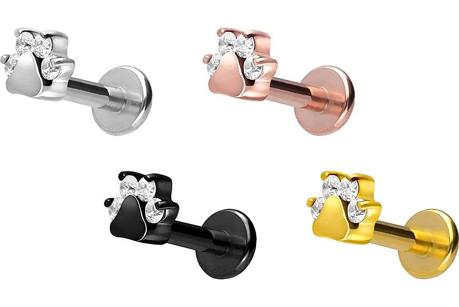 PIERCINGLINE Piercing-Set Titan Labret mit Innengewinde KRISTALLPFOTE (Labr günstig online kaufen