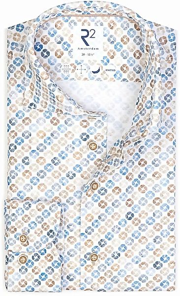 R2 Knitted Knitted Hemd Beige Blau - Größe 45 günstig online kaufen