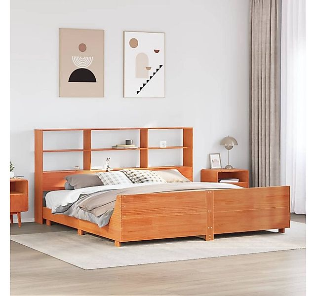 vidaXL Bett, Massivholzbett ohne Matratze Wachsbraun 180x200 Kiefernholz günstig online kaufen