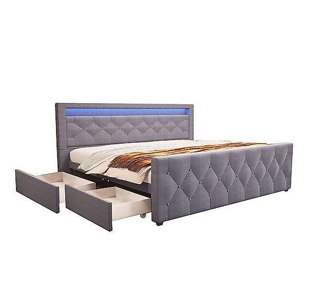 HOME DELUXE Polsterbett VELARA (inkl. Stauraum, Matratze & Lattenrost), mit günstig online kaufen