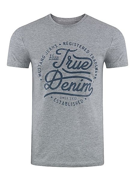 MUSTANG T-Shirt Herren Printshirt Regular Fit (1-tlg) Kurzarm Tee Shirt mit günstig online kaufen