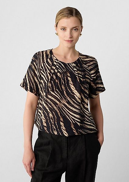 comma Kurzarmbluse Bluse Abstrakt gemusterte Bluse mit Faltendetails günstig online kaufen