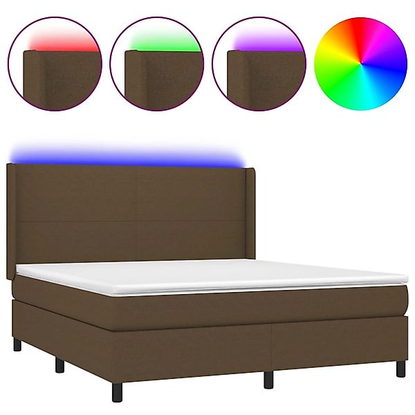 vidaXL Boxspringbett mit Matratze & LED Dunkelbraun 160x200 cm Stoff 313816 günstig online kaufen
