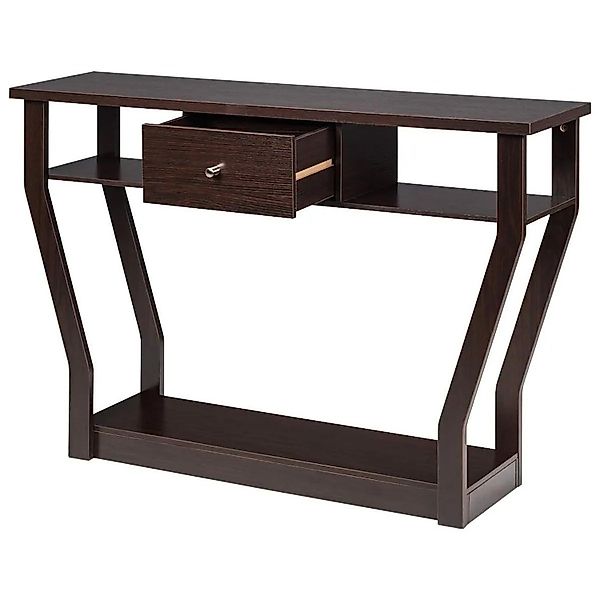 Costway Konsolentisch mit Schublade und Regal Flurtisch Braun günstig online kaufen