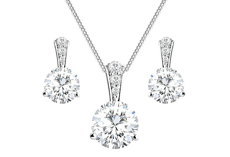 LÖB Ohrring und Ketten Set 925 Silber Schmuckset Tropfen Anhänger Zirkonia günstig online kaufen