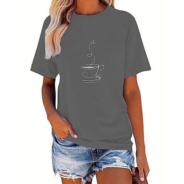 PYL T-Shirt Damen Sommer Rundhalsshirt mit Kurzarm Locker günstig online kaufen