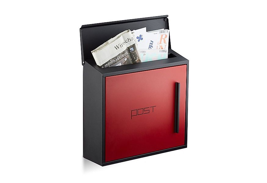 relaxdays Briefkasten mod, Schwarz-Rot günstig online kaufen